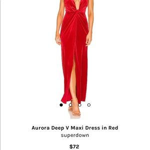 Superdown Aurora Deep V Maxi Dress in Red